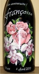Bouteille fleurs roses